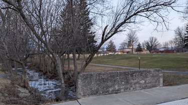 Joriohenen flows next to Altamont Elementary School, at right.