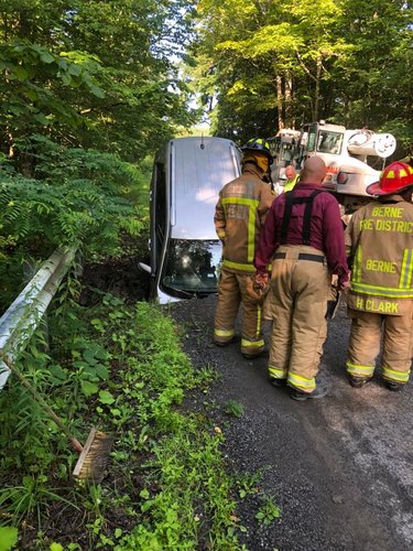 minivan plunged into an excavated site